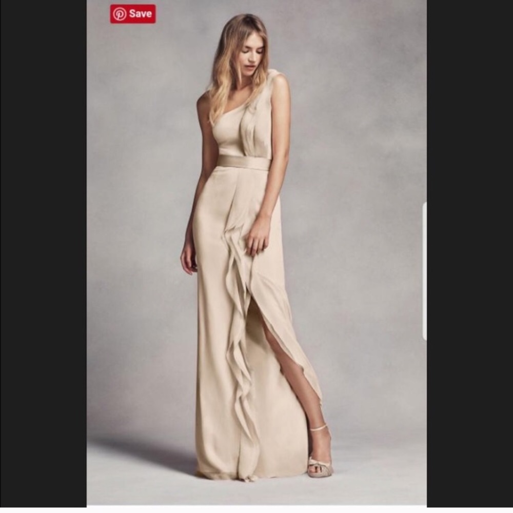 Beige one shoulder dress